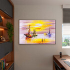 Quadro Decorativo Tela Canvas Abstrato Mar Rosado Com Moldura