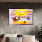 Quadro Decorativo Tela Canvas Abstrato Mar Rosado Com Moldura