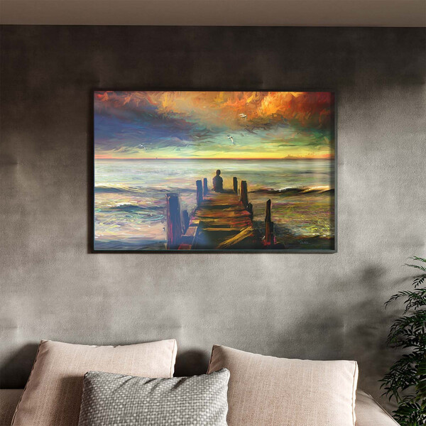 Quadro Decorativo Tela Canvas Abstrato Reflexao Com Moldura E