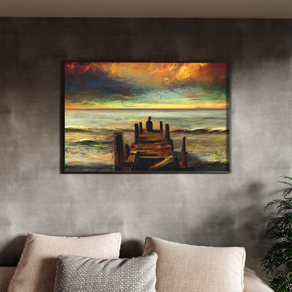 Quadro Decorativo Tela Canvas Abstrato Reflexao Com Moldura P