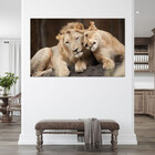 Quadro Decorativo Tela Canvas Animais Carinho De Leões - 120x