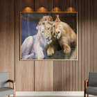 Quadro Decorativo Tela Canvas Animais Carinho De Leões Com Mo