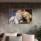 Quadro Decorativo Tela Canvas Animais Carinho De Leões Com Mo