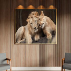 Quadro Decorativo Tela Canvas Animais Carinho De Leões Com Mo