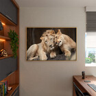 Quadro Decorativo Tela Canvas Animais Carinho De Leões Com Mo