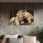 Quadro Decorativo Tela Canvas Animais Carinho De Leões Com Mo