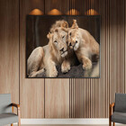 Quadro Decorativo Tela Canvas Animais Carinho De Leões Com Mo