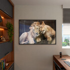 Quadro Decorativo Tela Canvas Animais Carinho De Leões Com Mo
