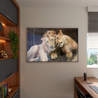 Quadro Decorativo Tela Canvas Animais Carinho De Leões Com Mo