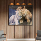 Quadro Decorativo Tela Canvas Animais Carinho De Leões Com Mo