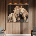 Quadro Decorativo Tela Canvas Animais Carinho De Leões Com Mo