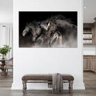 Quadro Decorativo Tela Canvas Animais Cavalos Friesian - 120x