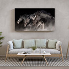 Quadro Decorativo Tela Canvas Animais Cavalos Friesian - 120x