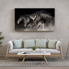 Quadro Decorativo Tela Canvas Animais Cavalos Friesian - 120x