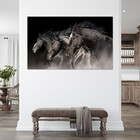 Quadro Decorativo Tela Canvas Animais Cavalos Friesian - 120x