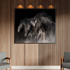 Quadro Decorativo Tela Canvas Animais Cavalos Friesian Com Mo