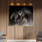 Quadro Decorativo Tela Canvas Animais Cavalos Friesian Com Mo