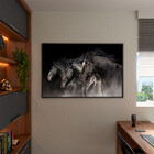 Quadro Decorativo Tela Canvas Animais Cavalos Friesian Com Mo