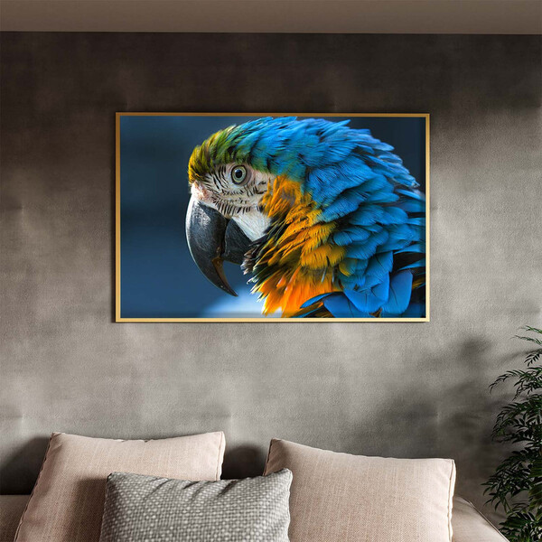 Quadro Decorativo Tela Canvas Animas Arara Com Moldura Dourad