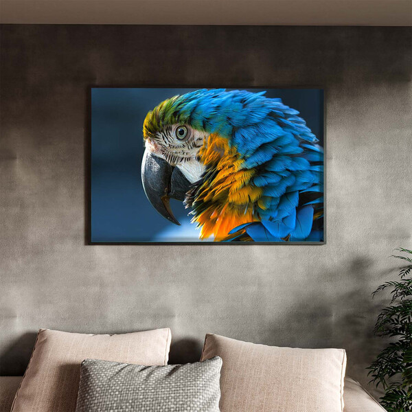 Quadro Decorativo Tela Canvas Animas Arara Com Moldura Preto