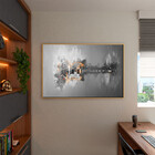Quadro Decorativo Tela Canvas Conceito Fire Guitar Com Moldur