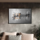 Quadro Decorativo Tela Canvas Conceito Fire Guitar Com Moldur