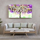 Quadro Decorativo Tela Canvas Folhas E Flores Florescer Roxo