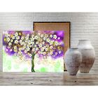 Quadro Decorativo Tela Canvas Folhas E Flores Florescer Roxo
