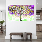 Quadro Decorativo Tela Canvas Folhas E Flores Florescer Roxo
