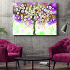 Quadro Decorativo Tela Canvas Folhas E Flores Florescer Roxo