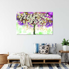 Quadro Decorativo Tela Canvas Folhas E Flores Florescer Roxo