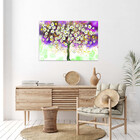 Quadro Decorativo Tela Canvas Folhas E Flores Florescer Roxo