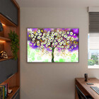 Quadro Decorativo Tela Canvas Folhas E Flores Florescer Roxo