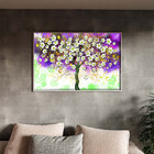 Quadro Decorativo Tela Canvas Folhas E Flores Florescer Roxo