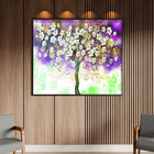 Quadro Decorativo Tela Canvas Folhas E Flores Florescer Roxo