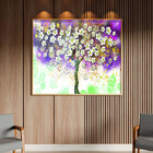 Quadro Decorativo Tela Canvas Folhas E Flores Florescer Roxo