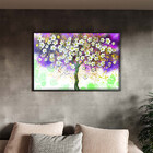 Quadro Decorativo Tela Canvas Folhas E Flores Florescer Roxo