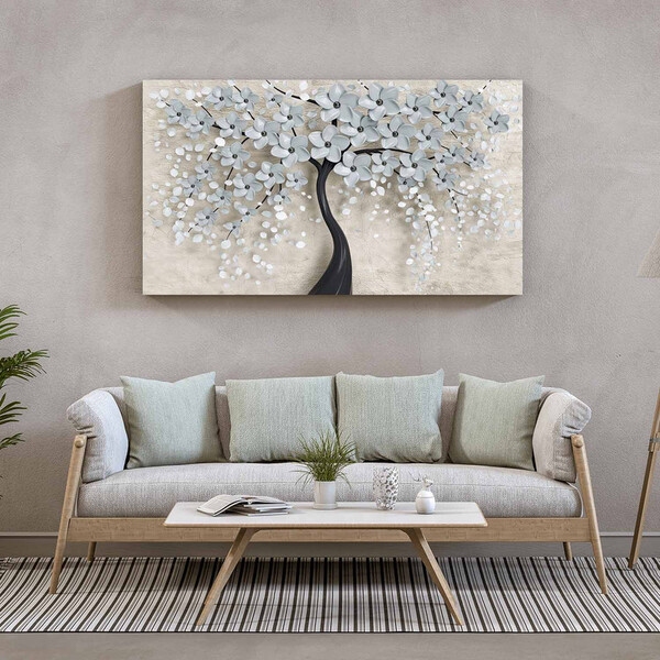 Quadro Decorativo Tela Canvas Folhas E Flores Flower Black -