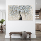 Quadro Decorativo Tela Canvas Folhas E Flores Flower Black -