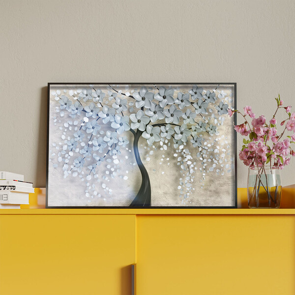 Quadro Decorativo Tela Canvas Folhas E Flores Flower Black Co