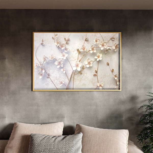 Quadro Decorativo Tela Canvas Folhas E Flores Galhos Florais