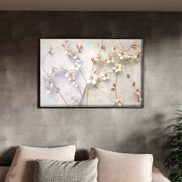 Quadro Decorativo Tela Canvas Folhas E Flores Galhos Florais