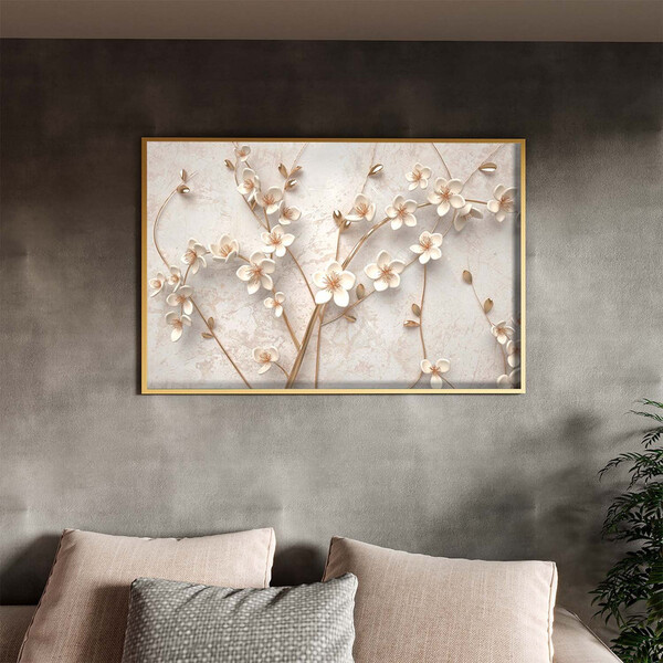Quadro Decorativo Tela Canvas Folhas E Flores Galhos Florais