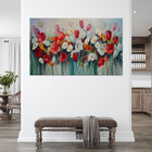 Quadro Decorativo Tela Canvas Folhas E Flores Red And White G