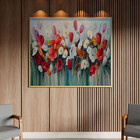 Quadro Decorativo Tela Canvas Folhas E Flores Red And White G