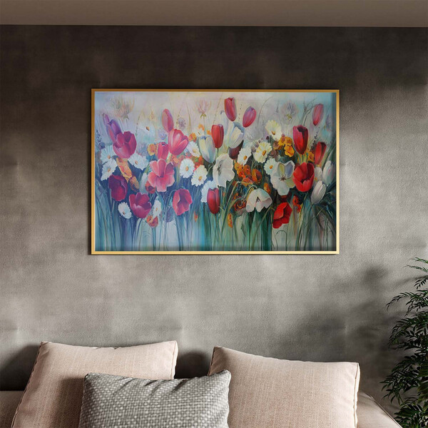 Quadro Decorativo Tela Canvas Folhas E Flores Red And White G