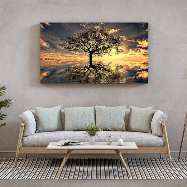 Quadro Decorativo Tela Canvas Paisagem Arvore Da Vida - 120x8
