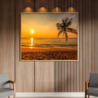 Quadro Decorativo Tela Canvas Paisagem Beach Moldura Dourada