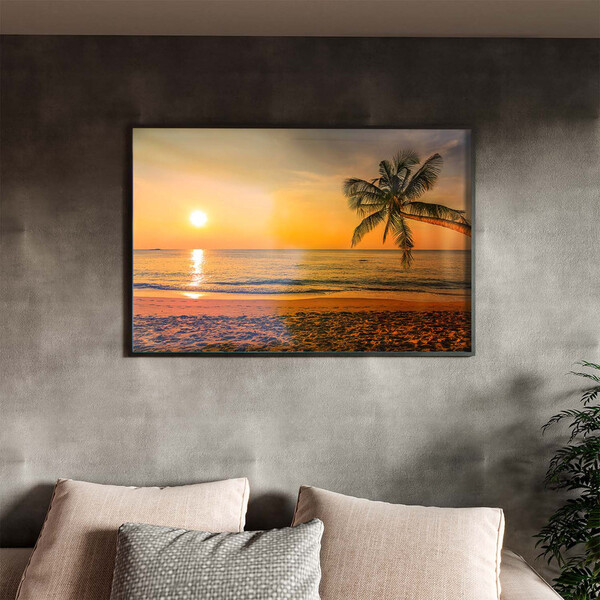 Quadro Decorativo Tela Canvas Paisagem Beach Moldura E Vidro