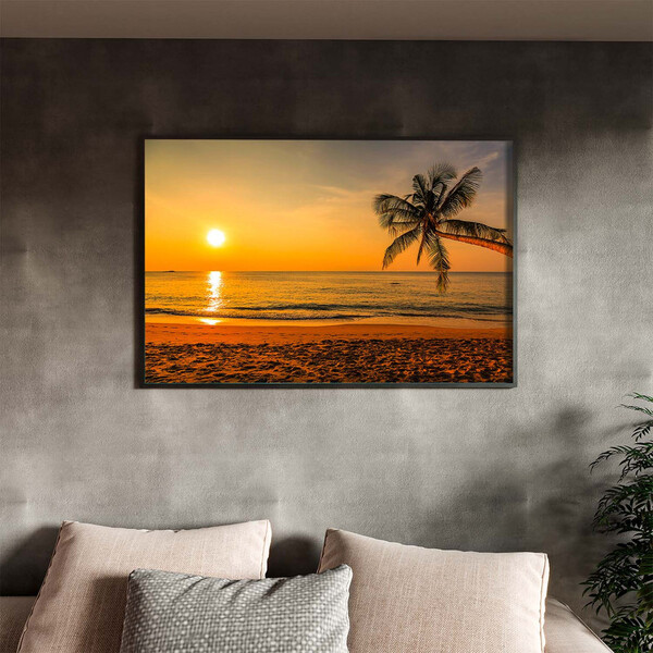 Quadro Decorativo Tela Canvas Paisagem Beach Moldura Preto -